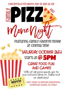 School Flyer Pizza Movie Night Invitation: School Flyer Pizza Movie Night 8.5x11