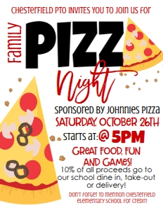 Pizza Night School Flyer 8.5x11: Pizza Night Flyer
