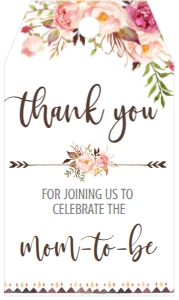 Baby shower Boho Pink floral Favor Tag: Baby shower Boho Pink floral invite