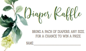 Baby Shower Woodland Greenery Leaf Diaper Raffle: Baby Shower Woodland Greenery Leaf Invite