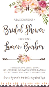 Bridal Shower Boho Romantic Floral Text Invite: Bridal Shower Boho Romantic floral