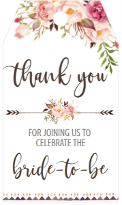 Bridal Shower Boho Romantic Floral Favor Tag: Bridal Shower Boho Romantic floral