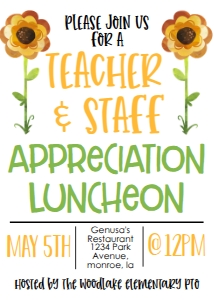 School Teacher Appreciation Luncheon Sunflower: School Teacher Appreciation Week Sunflower