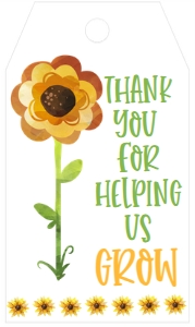 School Teacher Appreciation Sunflower Favor Tag: School Teacher Appreciation Week Sunflower