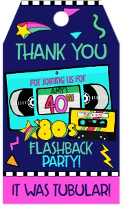 Birthday 80's Party Favor Tag: Birthday 80's Party Invite