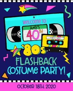 Birthday 80's Party Welcome Sign: Birthday 80's Party Invite