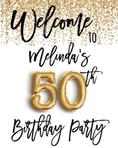 Birthday Foil Balloon Gold 50 Welcome Sign: Birthday Foil Balloon Gold 40 AF