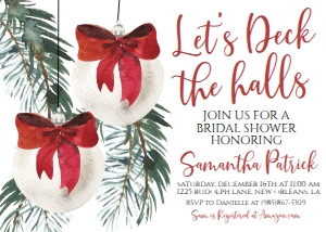 Christmas Bridal Shower Deck the Halls Red Ornament: Christmas Bridal Shower Deck the Halls Red Ornament