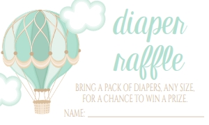 Baby Shower Hot Air Balloons Mint Aqua Diaper Raffle: Baby Shower Hot Air Balloons Mint Aqua
