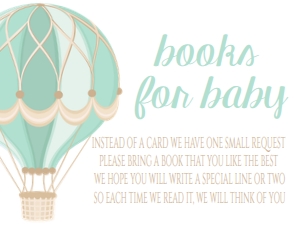 Baby Shower Hot Air Balloons Mint Aqua Book Card: Baby Shower Hot Air Balloons Mint Aqua