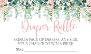 Baby Shower Pink Floral Frame Diaper Raffle: Baby Shower Pink Floral Frame