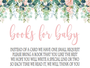 Baby Shower Pink Floral Frame Book Card: Baby Shower Pink Floral Frame