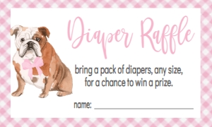 Baby Shower Dog Pink Bulldog Diaper Raffle: Baby Shower Dog Pink Bulldog