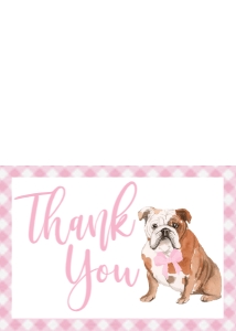 Baby Shower Dog Pink Bulldog Thank You: Baby Shower Dog Pink Bulldog
