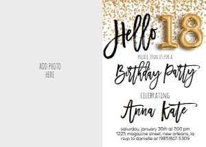 Birthday Foil Balloon Gold Hello 18 Photo Invite: Birthday Foil Balloon Gold Hello 30