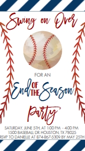 Baseball End Of Season Party Text Invite: Baseball End Of Season Party