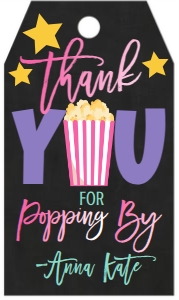 Birthday Movie Chalk Pink Purple Favor Tag: Birthday Movie Chalk Pink Purple