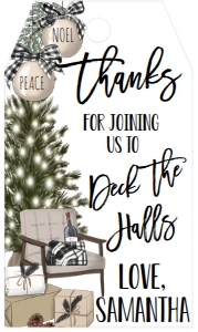 Christmas Deck the Halls Buffalo Tree Favor Tag: Christmas Deck the Halls Buffalo Tree Invite