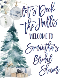 Christmas Deck the Halls Blues Welcome Sign: Christmas Deck the Halls Invite Blues