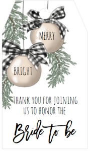 Christmas Bridal Shower Ornament Deck the Halls Favor Tag: Christmas Bridal Shower Ornament Deck the Halls