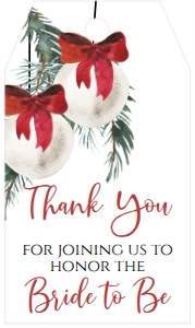 Christmas Bridal Shower Deck the Halls Red Ornament Favor Tag: Christmas Bridal Shower Deck the Halls Red Ornament