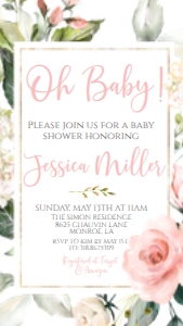 Baby Shower Pink Blush Floral SC2 Text Invite: Baby Shower Pink Blush Floral Invitation SC2