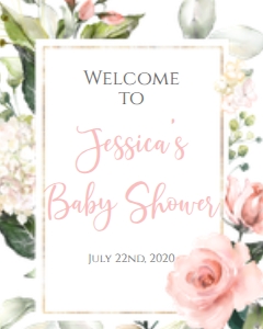 Baby Shower Pink Blush Floral SC2 Welcome Sign 8x10: Baby Shower Pink Blush Floral Invitation SC2