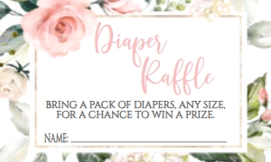 Baby Shower Pink Blush Floral SC2 Diaper Raffle: Baby Shower Pink Blush Floral Invitation SC2
