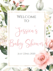Baby Shower Pink Blush Floral SC2 Welcome Sign 18x24: Baby Shower Pink Blush Floral Invitation SC2