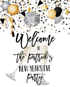 NYE Balloon Party Welcome Sign 8x10: NYE Balloon Party Invitation