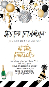 NYE Champagne Confetti Party Text Invite: NYE Champagne Confetti Party Invitation