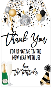 NYE Champagne Confetti Party Favor Tag: NYE Champagne Confetti Party Invitation