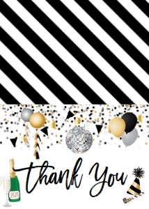 NYE Champagne Confetti Party Thank You: NYE Champagne Confetti Party Invitation