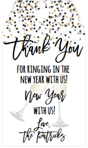 NYE Cheers Champagne Favor Tag: NYE Cheers Champagne Invitation