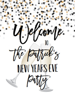 NYE Cheers Champagne Welcome Sign 8x10: NYE Cheers Champagne Invitation