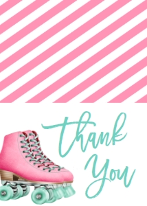 Birthday Skate Pink Aqua Eight Thank You: Birthday Skate Pink Aqua Eight