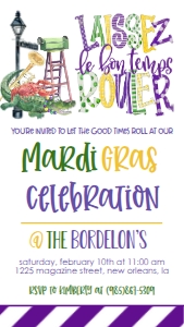 Mardi Gras Bourbon Street Good times Laissez Text Invite: Mardi Gras Bourbon Street Good times Laissez