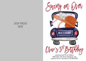 Birthday Baseball Truck Blue Photo Invite: Birthday Baseball Truck Blue