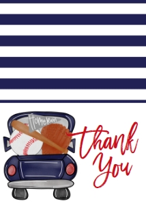 Birthday Baseball Truck Blue Thank You: Birthday Baseball Truck Blue