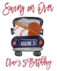 Birthday Baseball Truck Blue Welcome Sign: Birthday Baseball Truck Blue