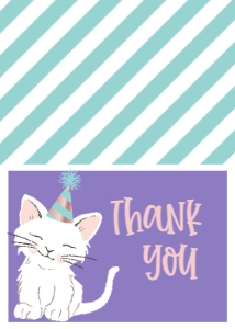 Birthday Cat Purple Thank You: Birthday Cat Purple