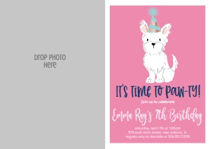 Birthday Dog Dexie Pawty Pink Photo Invite: Birthday Dog Dexie Pawty Pink