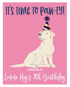 Birthday Dog Lab Pink Welcome Sign: Birthday Dog Lab Pink
