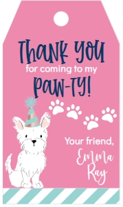 Birthday Dog Dexie Pawty Pink Favor Tag: Birthday Dog Dexie Pawty Pink