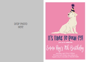 Birthday Dog Lab Pink Photo Invite: Birthday Dog Lab Pink