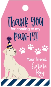 Birthday Dog Lab Pink Favor Tag: Birthday Dog Lab Pink