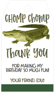 Birthday Alligator Favor Tag: Birthday Alligator Invite