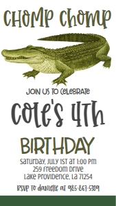 Birthday Alligator Text Invite: Birthday Alligator Invite