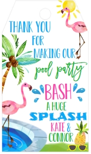 Birthday Pool Party Flamingle Favor Tag: Birthday Pool Party Flamingle