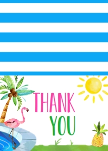 Birthday Pool Party Flamingle Thank You: Birthday Pool Party Flamingle